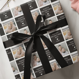Happy Valentines Day   2 Photo Holiday Wrapping Paper