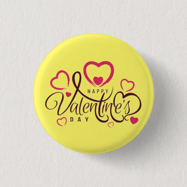 Happy Valentine's Day! 3 Cm Round Badge (Front)