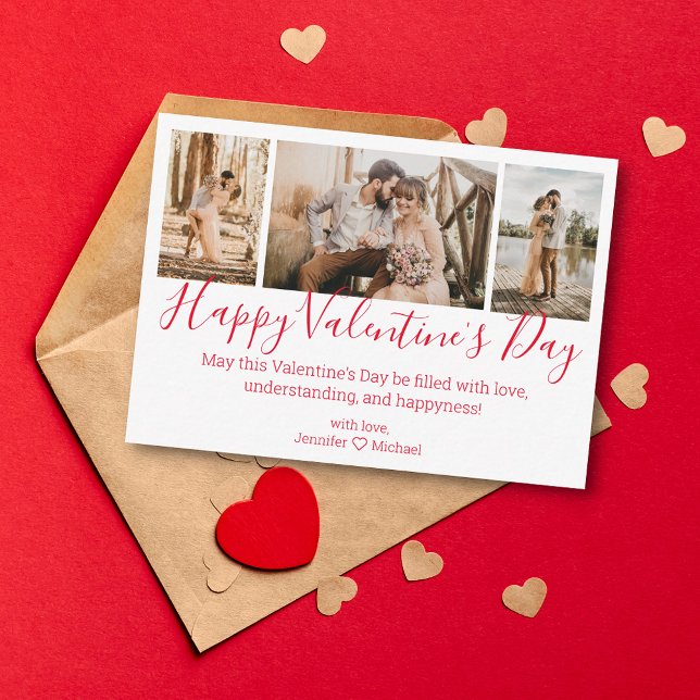 happy valentine's day 3 photos collage chic  red card (Creator Uploaded)