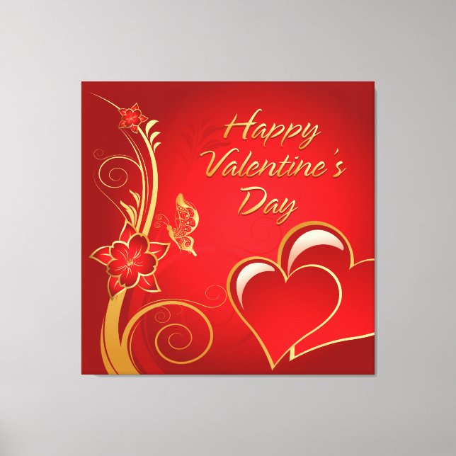 Happy Valentine's Day 3 Wrapped Canvas (Front)
