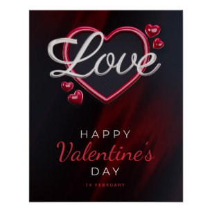 Happy Valentine's Day 3d Effect Text-23120 Poster