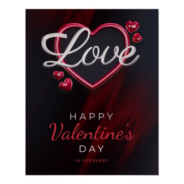 Happy Valentine's Day 3d Effect Text-23120 Poster (Front)