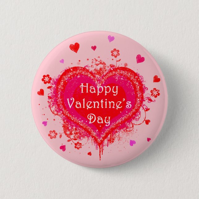 Happy Valentine's Day 6 Cm Round Badge (Front)
