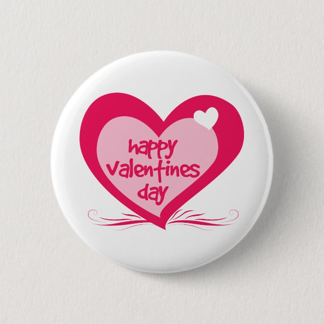 Happy Valentines Day 6 Cm Round Badge (Front)