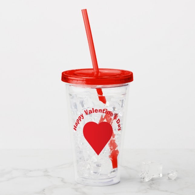 Happy Valentine's Day Acrylic Tumbler (Front Ice)