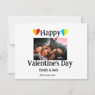 Happy valentine's day add couple name photo simple card
