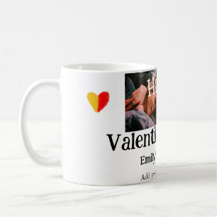 Happy valentine's day add couple name photo simple coffee mug