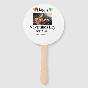 Happy valentine's day add couple name photo simple hand fan