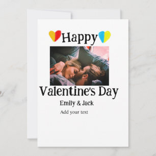 Happy valentine's day add couple name photo simple holiday card
