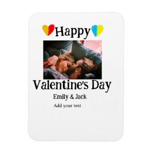 Happy valentine's day add couple name photo simple magnet