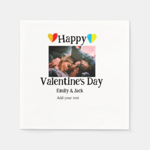 Happy valentine's day add couple name photo simple napkin