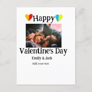 Happy valentine's day add couple name photo simple postcard