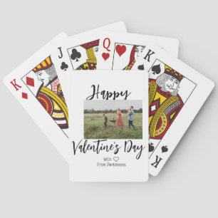 Happy Valentine's day add family name photo simple Playing Cards