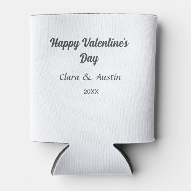 Happy Valentine's day add name date simple minimal Can Cooler (Front)