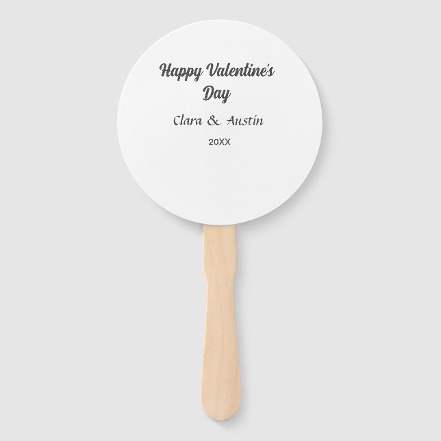 Happy Valentine's day add name date simple minimal Hand Fan (Front)