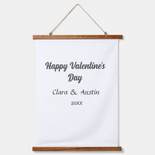 Happy Valentine's day add name date simple minimal Hanging Tapestry