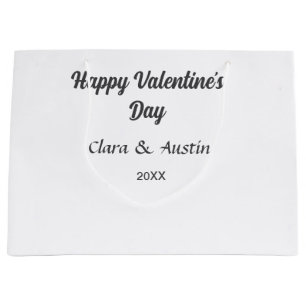 Happy Valentine's day add name date simple minimal Large Gift Bag