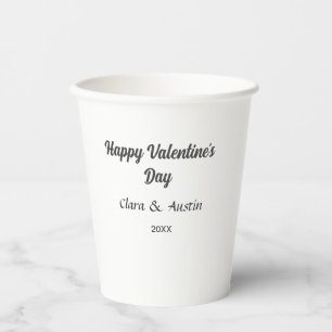 Happy Valentine's day add name date simple minimal Paper Cups