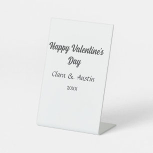Happy Valentine's day add name date simple minimal Pedestal Sign