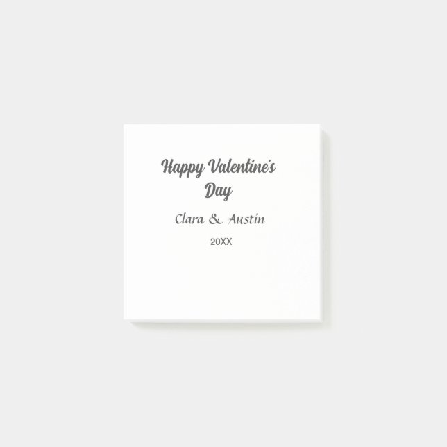 Happy Valentine's day add name date simple minimal Post-it Notes (Front)