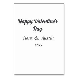 Happy Valentine's day add name date simple minimal Table Number