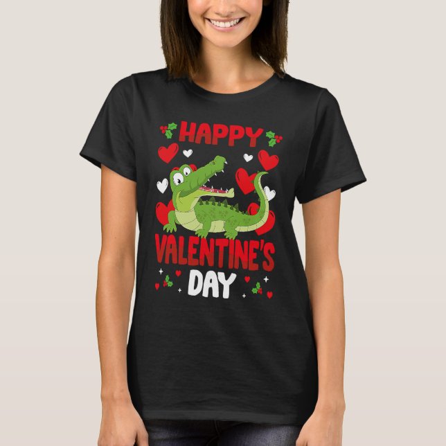 Happy Valentines Day Alligators Heart Love Animal T-Shirt (Front)