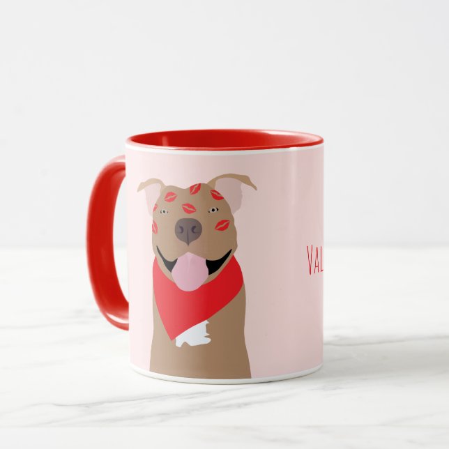 Happy Valentines Day American Bulldog Kiss Marks Mug (Front Left)