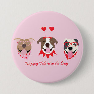Happy Valentines Day American Pit Bull Terriers 7.5 Cm Round Badge
