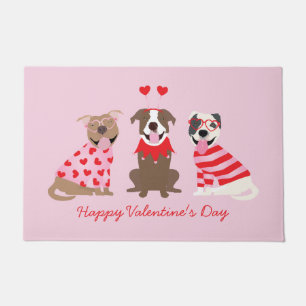 Happy Valentines Day American Pit Bull Terriers Doormat