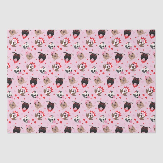 Happy Valentines Day American Pit Bull Terriers Tissue Paper (Front)