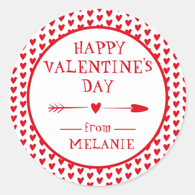  HAPPY VALENTINE'S DAY | ARROW HEARTS  CLASSIC ROU CLASSIC ROUND STICKER (Front)