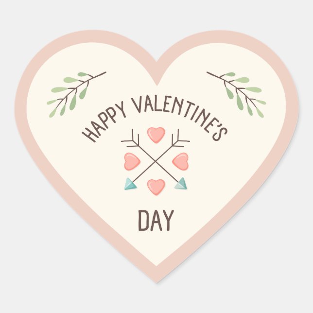 Happy Valentines day - Arrows Heart Sticker (Front)