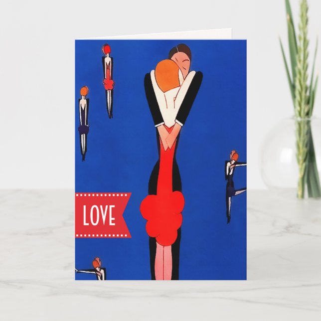 Happy Valentine's Day Art Deco  Holiday Card (Front)
