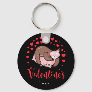 Happy Valentine'S Day Baby Sloth Sleeping Lazy Key Ring
