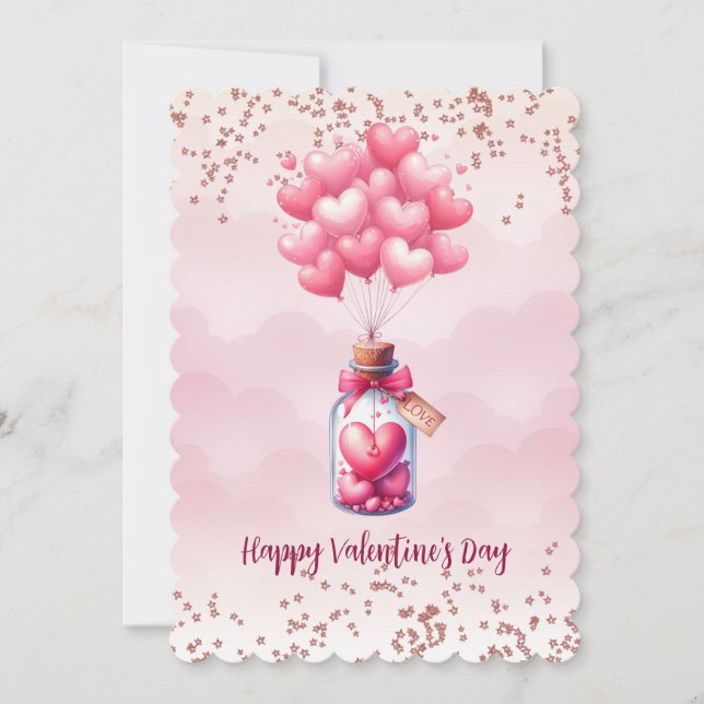 Happy Valentine's Day Balloons Holiday Card (Front)