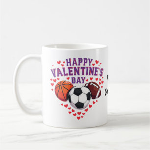 Happy Valentines Day Baseball Basketball Football Coffee Mug