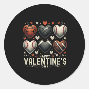 Happy Valentines Day Basketball Baseball Football Classic Round Sticker