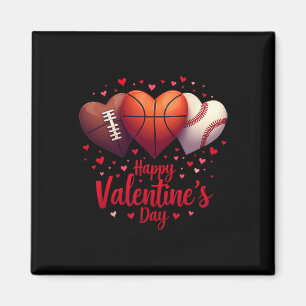 Happy Valentines Day Basketball Baseball Football Magnet