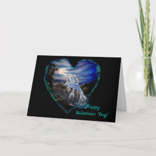 Happy Valentine's Day - Bay at Night, Dolphin Love Holiday Card