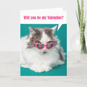 Happy Valentine's Day Be Mine Cute Cat in Hearts Holiday Card