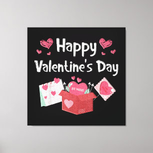 Happy Valentines Day Be Mine Cute Hearts Canvas Print