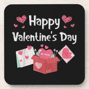 Happy Valentines Day Be Mine Cute Hearts Coaster