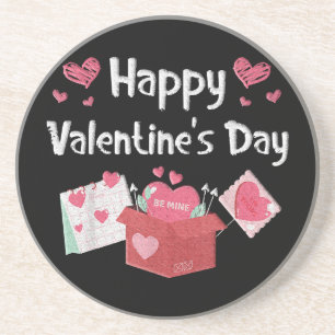 Happy Valentines Day Be Mine Cute Hearts Coaster
