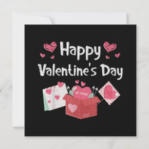 Happy Valentines Day Be Mine Cute Hearts Invitation
