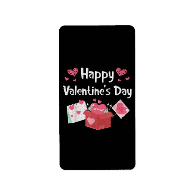 Happy Valentines Day Be Mine Cute Hearts Label (Front)