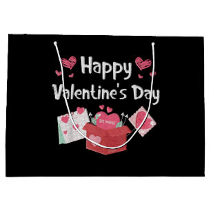 Happy Valentines Day Be Mine Cute Hearts Large Gift Bag