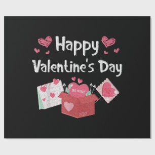 Happy Valentines Day Be Mine Cute Hearts Wrapping Paper
