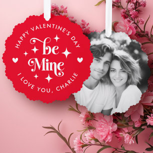 Happy Valentine's Day be mine hearts photo Tree Decoration Card