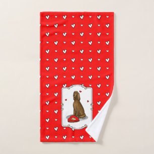 Happy Valentine's Day Be Mine Irish Setter (red 1) Bath Towel Set