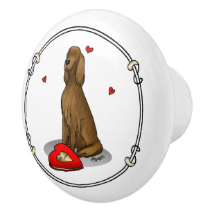 Happy Valentine's Day Be Mine Irish Setter (red 1) Ceramic Knob